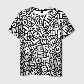Мужская футболка 3D с принтом Английский алфавит в Кировске, 100% полиэфир | прямой крой, круглый вырез горловины, длина до линии бедер | алфавит | английский язык | буквы | оформление | слой | текстура | трайбл | узор | фон