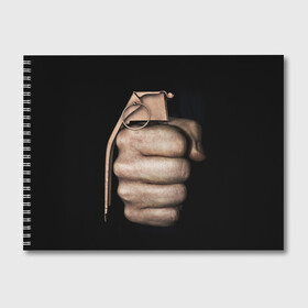 Альбом для рисования с принтом Кулак как граната в Кировске, 100% бумага
 | матовая бумага, плотность 200 мг. | Тематика изображения на принте: рука