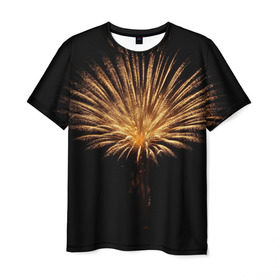 Мужская футболка 3D с принтом Фейерверк в Кировске, 100% полиэфир | прямой крой, круглый вырез горловины, длина до линии бедер | взрыв | грохот | красота | огни | праздник | салют | фейерверк | шум