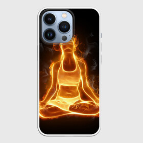 Чехол для iPhone 13 Pro с принтом Пламенная медитация в Кировске,  |  | аштанга | здоровье | зож | йога | кундалини | лотос | медитация | огонь | пламя | силуэт | спорт | страсть | тонус