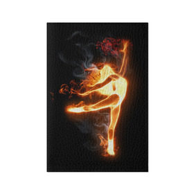 Обложка для паспорта матовая кожа с принтом Фитнес в Кировске, натуральная матовая кожа | размер 19,3 х 13,7 см; прозрачные пластиковые крепления | грация | здоровье | зож | огонь | пламя | силуэт | спорт | страсть | танец | тонус | фитнес