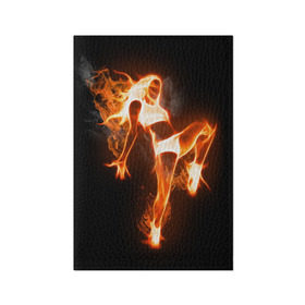 Обложка для паспорта матовая кожа с принтом Спортивная страсть в Кировске, натуральная матовая кожа | размер 19,3 х 13,7 см; прозрачные пластиковые крепления | грация | здоровье | зож | огонь | пламя | силуэт | спорт | страсть | танец | тонус | фитнес