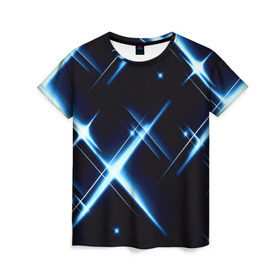 Женская футболка 3D с принтом Star в Кировске, 100% полиэфир ( синтетическое хлопкоподобное полотно) | прямой крой, круглый вырез горловины, длина до линии бедер | арт | блики | вселенная | звезды | ночь