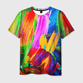 Мужская футболка 3D с принтом абстракция красок в Кировске, 100% полиэфир | прямой крой, круглый вырез горловины, длина до линии бедер | абстракция | краска | цветные