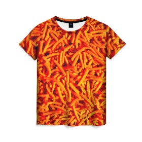 Женская футболка 3D с принтом Морковь в Кировске, 100% полиэфир ( синтетическое хлопкоподобное полотно) | прямой крой, круглый вырез горловины, длина до линии бедер | морковь | овощи | оранжевый | салат