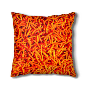 Подушка 3D с принтом Морковь в Кировске, наволочка – 100% полиэстер, наполнитель – холлофайбер (легкий наполнитель, не вызывает аллергию). | состоит из подушки и наволочки. Наволочка на молнии, легко снимается для стирки | морковь | овощи | оранжевый | салат