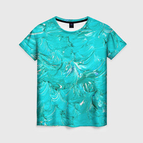 Женская футболка 3D с принтом Голубая краска в Кировске, 100% полиэфир ( синтетическое хлопкоподобное полотно) | прямой крой, круглый вырез горловины, длина до линии бедер | абстракция | абстракция красок | краска