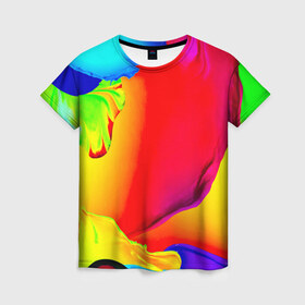Женская футболка 3D с принтом Краска в Кировске, 100% полиэфир ( синтетическое хлопкоподобное полотно) | прямой крой, круглый вырез горловины, длина до линии бедер | абстракция | арт | брызги | краска