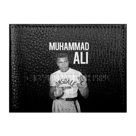 Обложка для студенческого билета с принтом Muhammad Ali в Кировске, натуральная кожа | Размер: 11*8 см; Печать на всей внешней стороне | Тематика изображения на принте: ali | boxing | muhammad ali |   |  muhammad |  бокс | али | боксер | мухамад. мухаммад | мухаммед | мухаммед али