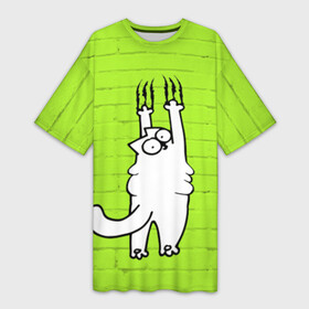 Платье-футболка 3D с принтом Simons cat 3 в Кировске,  |  | fitness | kitty | simon cat | simons | simons cat | голодный кот | для жирных | для толстых | жир | кот | кот саймона | котик | кошка | с котами | саймон | спорт | толстая | толстый | фитнес | фитнесс