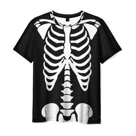 Мужская футболка 3D с принтом Скелет в Кировске, 100% полиэфир | прямой крой, круглый вырез горловины, длина до линии бедер | bones | halloween | кости | костюм | прикол | прикольная картинка | скелет | тело | хеллоуин