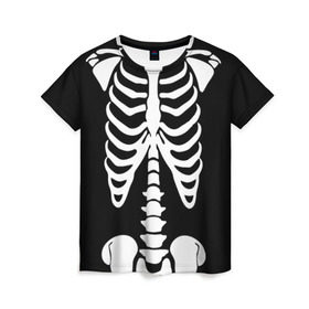 Женская футболка 3D с принтом Скелет в Кировске, 100% полиэфир ( синтетическое хлопкоподобное полотно) | прямой крой, круглый вырез горловины, длина до линии бедер | bones | halloween | кости | костюм | прикол | прикольная картинка | скелет | тело | хеллоуин
