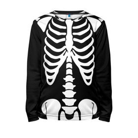 Детский лонгслив 3D с принтом Скелет в Кировске, 100% полиэстер | длинные рукава, круглый вырез горловины, полуприлегающий силуэт
 | bones | halloween | кости | костюм | прикол | прикольная картинка | скелет | тело | хеллоуин