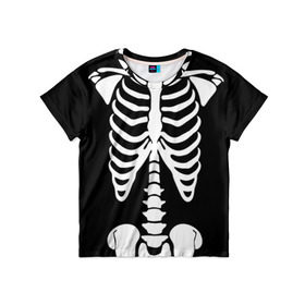 Детская футболка 3D с принтом Скелет в Кировске, 100% гипоаллергенный полиэфир | прямой крой, круглый вырез горловины, длина до линии бедер, чуть спущенное плечо, ткань немного тянется | Тематика изображения на принте: bones | halloween | кости | костюм | прикол | прикольная картинка | скелет | тело | хеллоуин