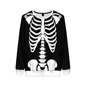 Женский свитшот 3D с принтом Скелет в Кировске, 100% полиэстер с мягким внутренним слоем | круглый вырез горловины, мягкая резинка на манжетах и поясе, свободная посадка по фигуре | bones | halloween | кости | костюм | прикол | прикольная картинка | скелет | тело | хеллоуин