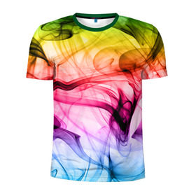 Мужская футболка 3D спортивная с принтом Цветной дым в Кировске, 100% полиэстер с улучшенными характеристиками | приталенный силуэт, круглая горловина, широкие плечи, сужается к линии бедра | 