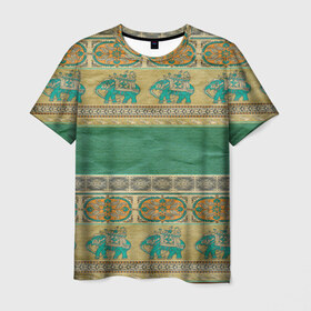 Мужская футболка 3D с принтом Орнамент в Кировске, 100% полиэфир | прямой крой, круглый вырез горловины, длина до линии бедер | индия | орнамент | слон | узон