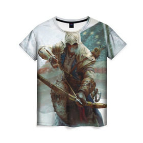 Женская футболка 3D с принтом Assassins в Кировске, 100% полиэфир ( синтетическое хлопкоподобное полотно) | прямой крой, круглый вырез горловины, длина до линии бедер | ассасин | игра
