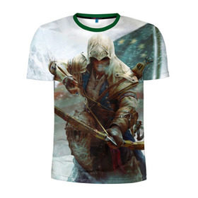 Мужская футболка 3D спортивная с принтом Assassins в Кировске, 100% полиэстер с улучшенными характеристиками | приталенный силуэт, круглая горловина, широкие плечи, сужается к линии бедра | ассасин | игра