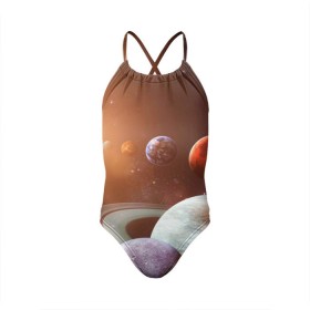 Детский купальник 3D с принтом Планеты солнечной системы в Кировске, Полиэстер 85%, Спандекс 15% | Слитный крой, подклад по переду изделия, узкие бретели | венера | звезды | земля | космос | марс | меркурий | сатурн | солнце | уран | юпитер