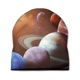 Шапка 3D с принтом Планеты солнечной системы в Кировске, 100% полиэстер | универсальный размер, печать по всей поверхности изделия | венера | звезды | земля | космос | марс | меркурий | сатурн | солнце | уран | юпитер