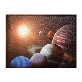 Обложка для студенческого билета с принтом Планеты солнечной системы в Кировске, натуральная кожа | Размер: 11*8 см; Печать на всей внешней стороне | венера | звезды | земля | космос | марс | меркурий | сатурн | солнце | уран | юпитер