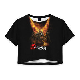 Женская футболка 3D укороченная с принтом Gears of War в Кировске, 100% полиэстер | круглая горловина, длина футболки до линии талии, рукава с отворотами | gears of war | игры