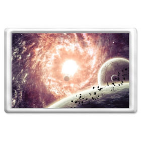 Магнит 45*70 с принтом Галактика в Кировске, Пластик | Размер: 78*52 мм; Размер печати: 70*45 | вселенная | галактика | звезды | планеты | туманность