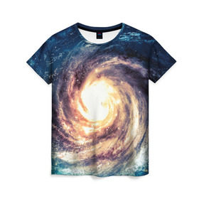 Женская футболка 3D с принтом Млечный путь в Кировске, 100% полиэфир ( синтетическое хлопкоподобное полотно) | прямой крой, круглый вырез горловины, длина до линии бедер | вселенная | галактика | звезды | планеты | туманность
