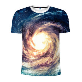 Мужская футболка 3D спортивная с принтом Млечный путь в Кировске, 100% полиэстер с улучшенными характеристиками | приталенный силуэт, круглая горловина, широкие плечи, сужается к линии бедра | вселенная | галактика | звезды | планеты | туманность