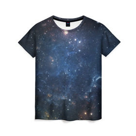 Женская футболка 3D с принтом Космос в Кировске, 100% полиэфир ( синтетическое хлопкоподобное полотно) | прямой крой, круглый вырез горловины, длина до линии бедер | бездна | вселенная | галактика | звёзды | камета | космос | мгла | метеориты | метеоры | млечный путь | орбита | планеты | солнечная система