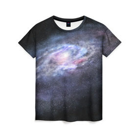 Женская футболка 3D с принтом Млечный путь в Кировске, 100% полиэфир ( синтетическое хлопкоподобное полотно) | прямой крой, круглый вырез горловины, длина до линии бедер | вселенная | галактика | звёзды | камета | космос | метеориты | метеоры | млечный путь | орбита | планеты | солнечная система