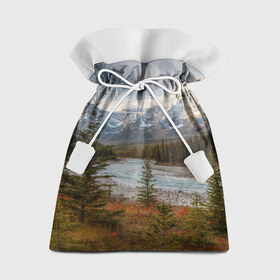 Подарочный 3D мешок с принтом Осень в горах в Кировске, 100% полиэстер | Размер: 29*39 см | горы | лес | осень | пейзаж