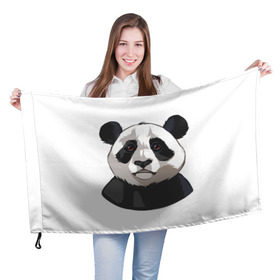 Флаг 3D с принтом Panda в Кировске, 100% полиэстер | плотность ткани — 95 г/м2, размер — 67 х 109 см. Принт наносится с одной стороны | милый | панда