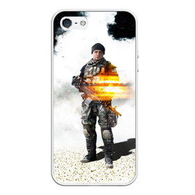 Чехол силиконовый для Телефон Apple iPhone 5/5S с принтом Battlefield 4 Soldier в Кировске, Силикон | Область печати: задняя сторона чехла, без боковых панелей | art | battlefield