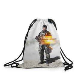 Рюкзак-мешок 3D с принтом Battlefield 4 Soldier в Кировске, 100% полиэстер | плотность ткани — 200 г/м2, размер — 35 х 45 см; лямки — толстые шнурки, застежка на шнуровке, без карманов и подкладки | art | battlefield