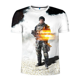 Мужская футболка 3D спортивная с принтом Battlefield 4 Soldier в Кировске, 100% полиэстер с улучшенными характеристиками | приталенный силуэт, круглая горловина, широкие плечи, сужается к линии бедра | art | battlefield