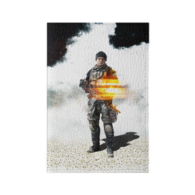 Обложка для паспорта матовая кожа с принтом Battlefield 4 Soldier в Кировске, натуральная матовая кожа | размер 19,3 х 13,7 см; прозрачные пластиковые крепления | Тематика изображения на принте: art | battlefield