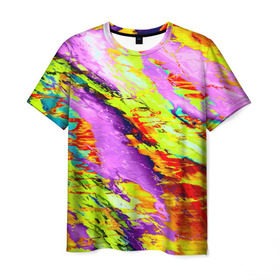 Мужская футболка 3D с принтом Акварельные краски в Кировске, 100% полиэфир | прямой крой, круглый вырез горловины, длина до линии бедер | абстракция | абстракция красок | краска | цветные