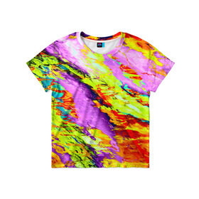 Детская футболка 3D с принтом Акварельные краски в Кировске, 100% гипоаллергенный полиэфир | прямой крой, круглый вырез горловины, длина до линии бедер, чуть спущенное плечо, ткань немного тянется | абстракция | абстракция красок | краска | цветные