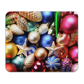 Коврик прямоугольный с принтом Игрушки на ёлку в Кировске, натуральный каучук | размер 230 х 185 мм; запечатка лицевой стороны | новогодний | рождество | шарики