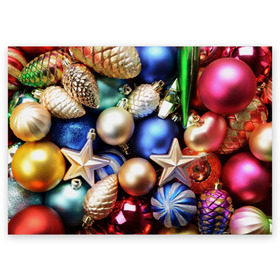 Поздравительная открытка с принтом Игрушки на ёлку в Кировске, 100% бумага | плотность бумаги 280 г/м2, матовая, на обратной стороне линовка и место для марки
 | Тематика изображения на принте: новогодний | рождество | шарики