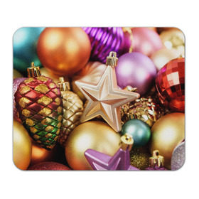 Коврик прямоугольный с принтом Игрушки с ёлки в Кировске, натуральный каучук | размер 230 х 185 мм; запечатка лицевой стороны | новогодний | рождество | шарики