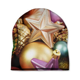 Шапка 3D с принтом Игрушки с ёлки в Кировске, 100% полиэстер | универсальный размер, печать по всей поверхности изделия | новогодний | рождество | шарики