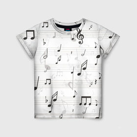 Детская футболка 3D с принтом ноты в Кировске, 100% гипоаллергенный полиэфир | прямой крой, круглый вырез горловины, длина до линии бедер, чуть спущенное плечо, ткань немного тянется | музыка | ноты | струны