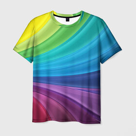 Мужская футболка 3D с принтом Радуга в Кировске, 100% полиэфир | прямой крой, круглый вырез горловины, длина до линии бедер | абстракция | волны | краски | полосы | радуга