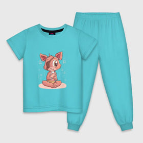 Детская пижама хлопок с принтом Фокси в Кировске, 100% хлопок |  брюки и футболка прямого кроя, без карманов, на брюках мягкая резинка на поясе и по низу штанин
 | мир дружба жевачка | фнаф