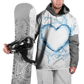 Накидка на куртку 3D с принтом Водяное сердце в Кировске, 100% полиэстер |  | Тематика изображения на принте: брызги | вода | жидкость | капли | кольцо | круг | сердце | синий