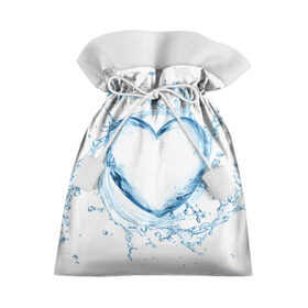 Подарочный 3D мешок с принтом Водяное сердце в Кировске, 100% полиэстер | Размер: 29*39 см | брызги | вода | жидкость | капли | кольцо | круг | сердце | синий