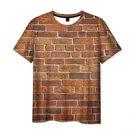 Мужская футболка 3D с принтом Кирпичи в Кировске, 100% полиэфир | прямой крой, круглый вырез горловины, длина до линии бедер | бетон | камень | кирпич | мощь | стена | строительство | стройка | цемент